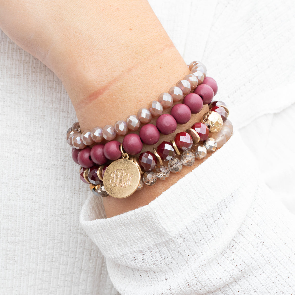 Just a Little Frosting Reversible Bracelet - Burgundy – Initial