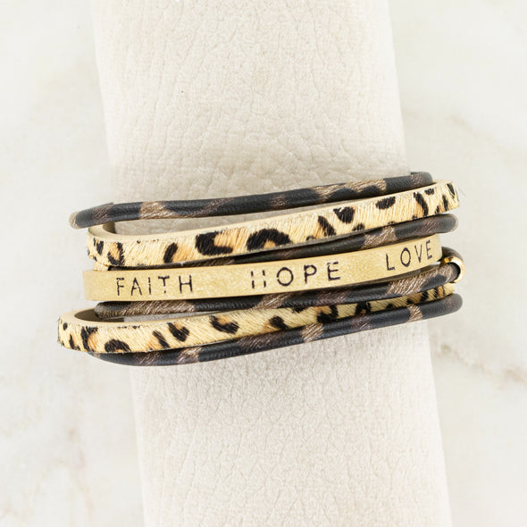 Faith Hope Love Bracelet - Brown