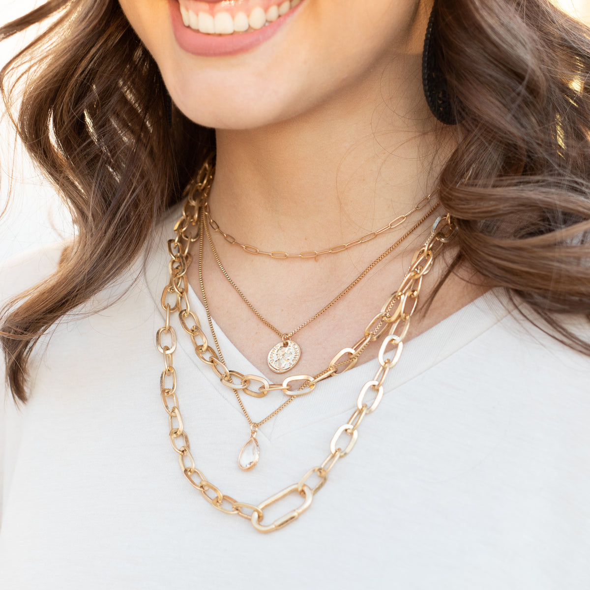 Grab Your Attention Layered Necklace, Groovy's, Gold