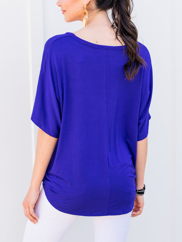 Hold Me Close Tie Front Top - Bright Blue
