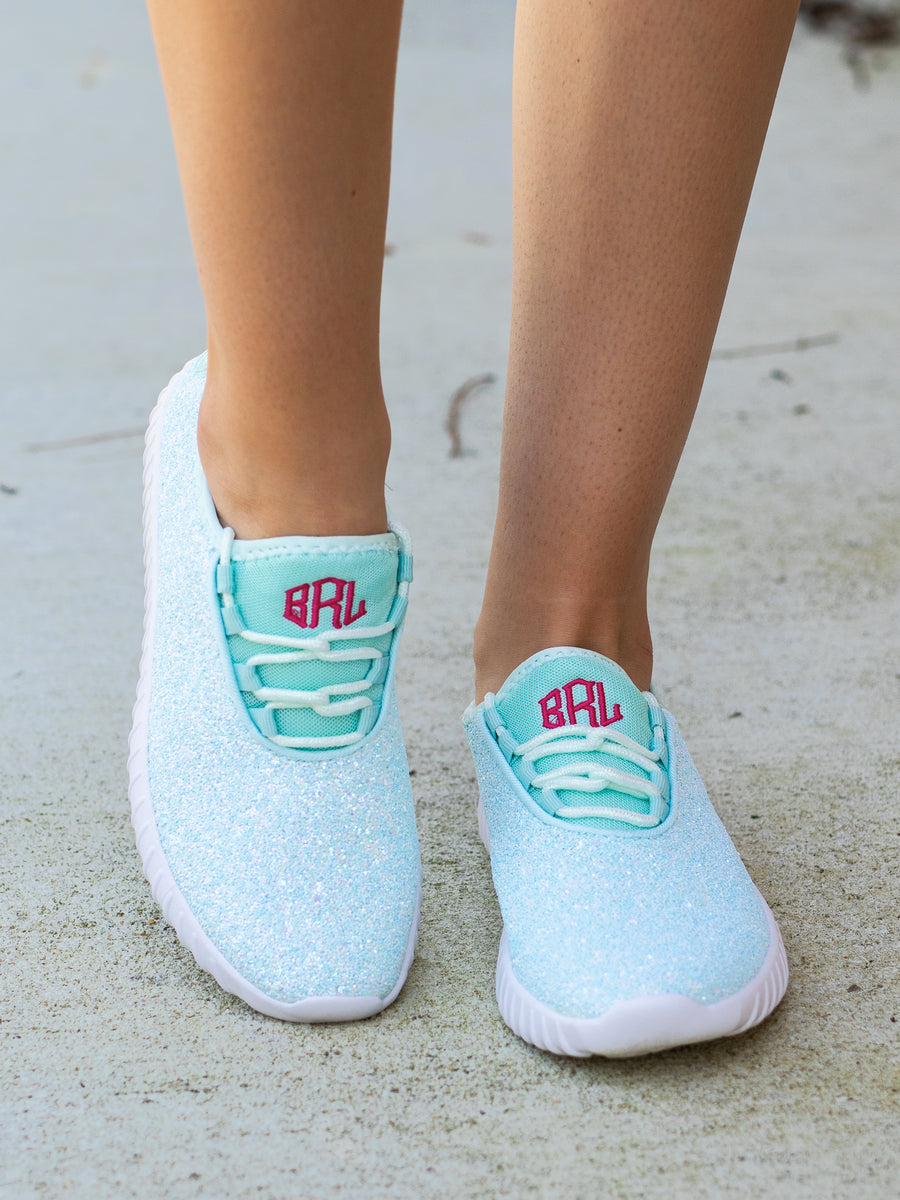 Shine Bright Mint Glitter Sneakers – Initial Outfitters