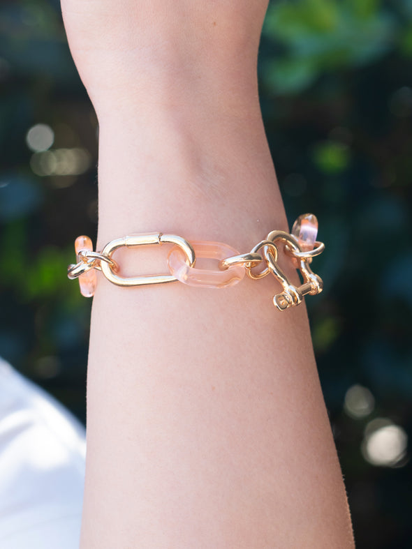 Here to Stay Chain Bracelet - Peach