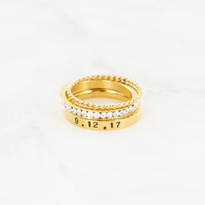 The Rebecca Hand Stamped Ring Stack