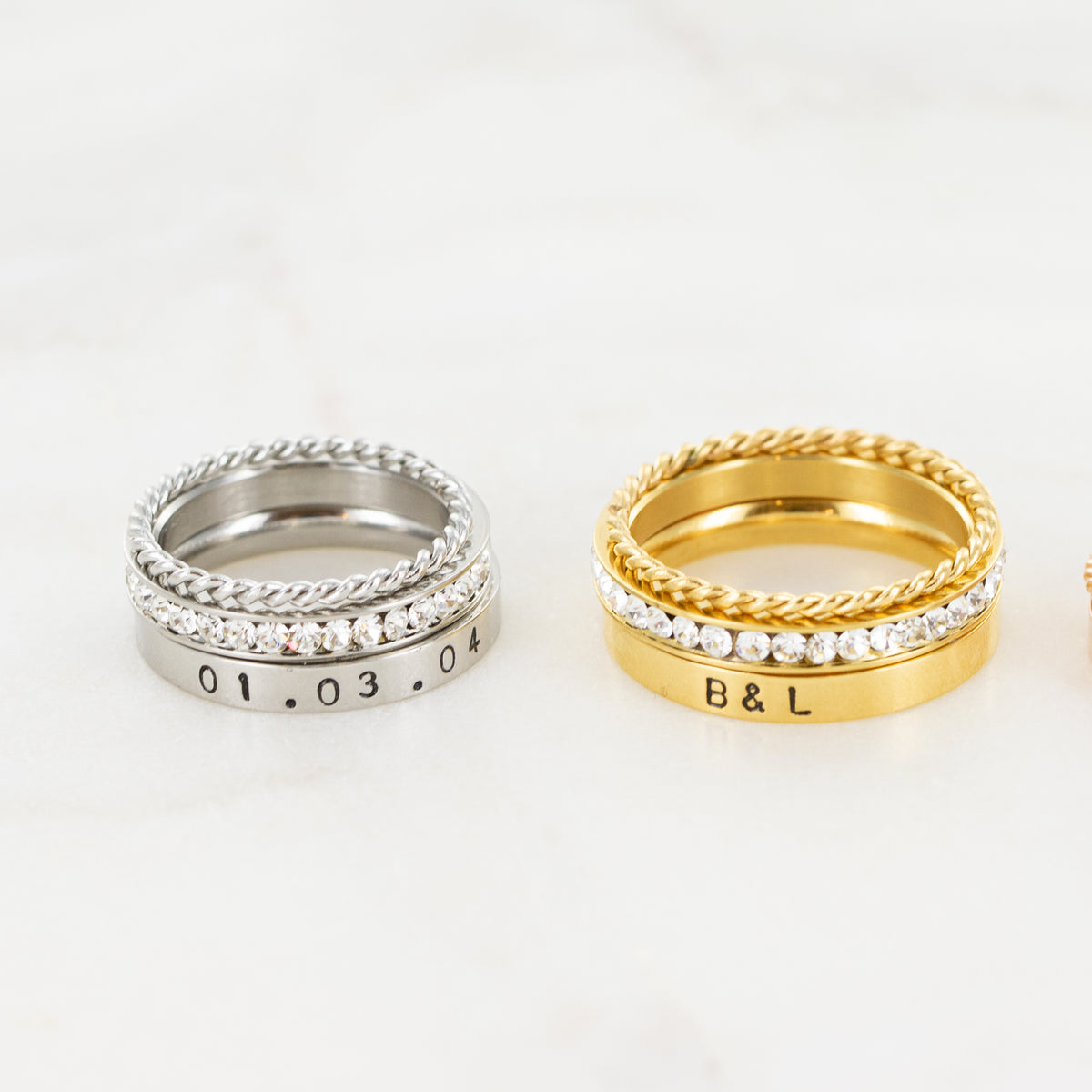 Elaine Tahe Stamp Work Ring Set of 2 Ⅱ Elaine Tahe Silver Stamp Work Ring Set US 6.5/7, 0.3cm Wide