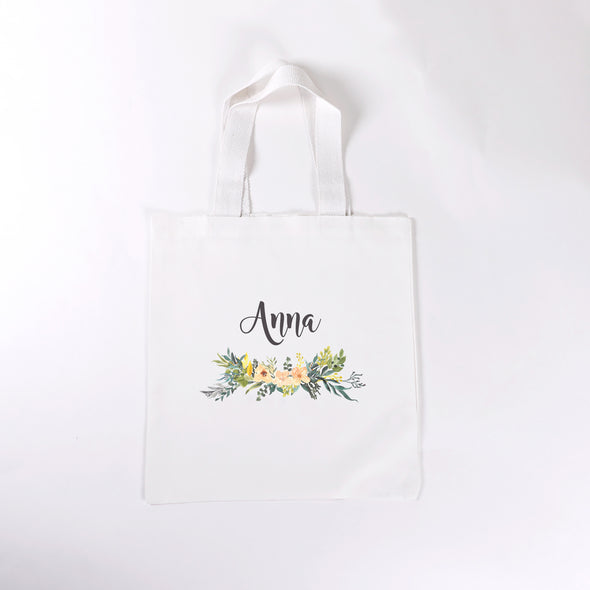 Floral Name Design, Personalized Tote Bag