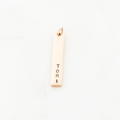 Hand Stamped Vertical Bar Charm