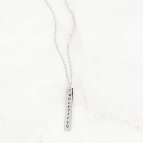 Hand Stamped Vertical Bar Necklace