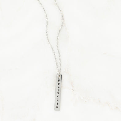 Hand Stamped Vertical Bar Necklace