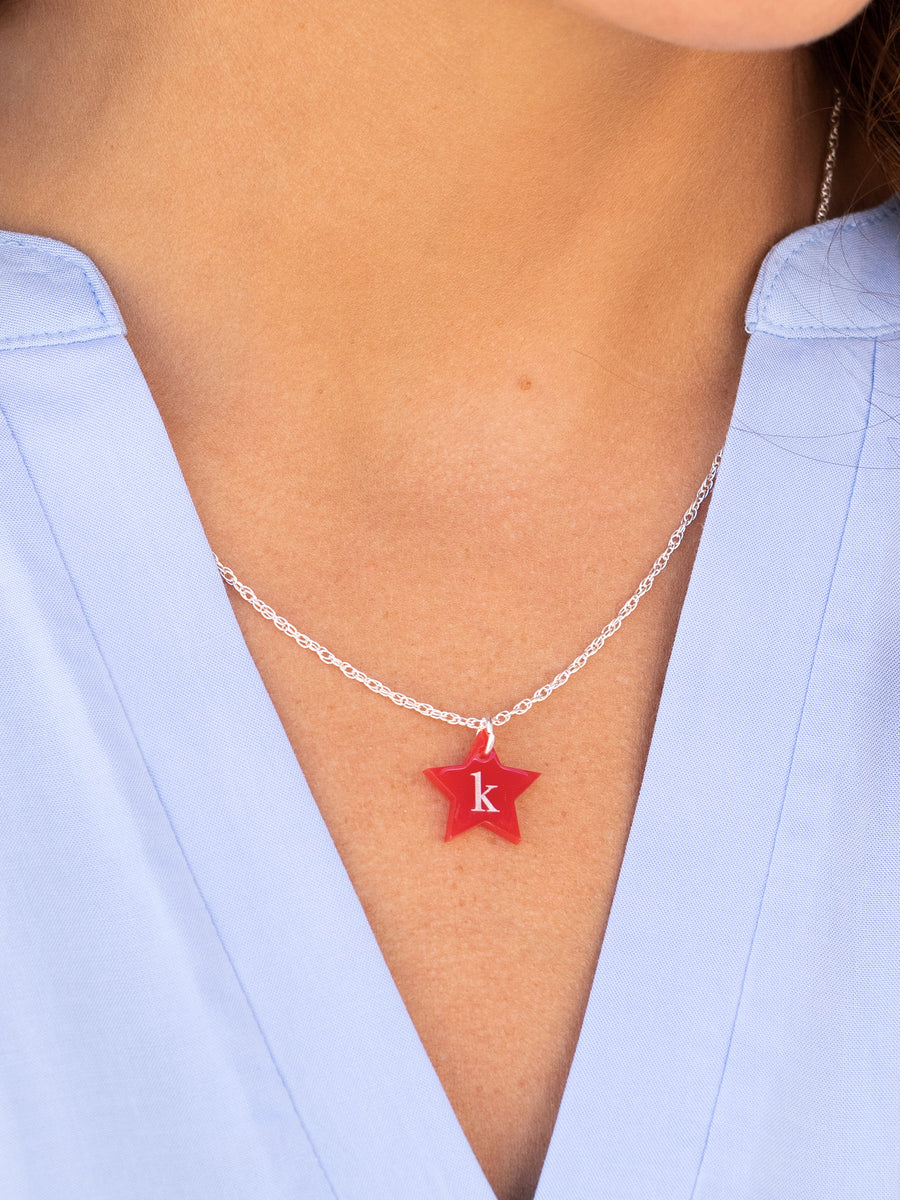 Red store star necklace