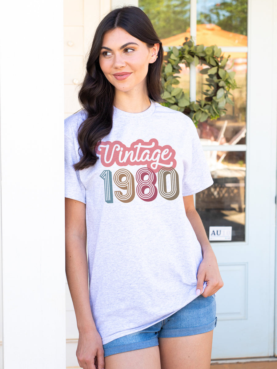 Vintage Year Tee - Grey – Initial Outfitters Vintage Year Tee - Grey – Initial Outfitters