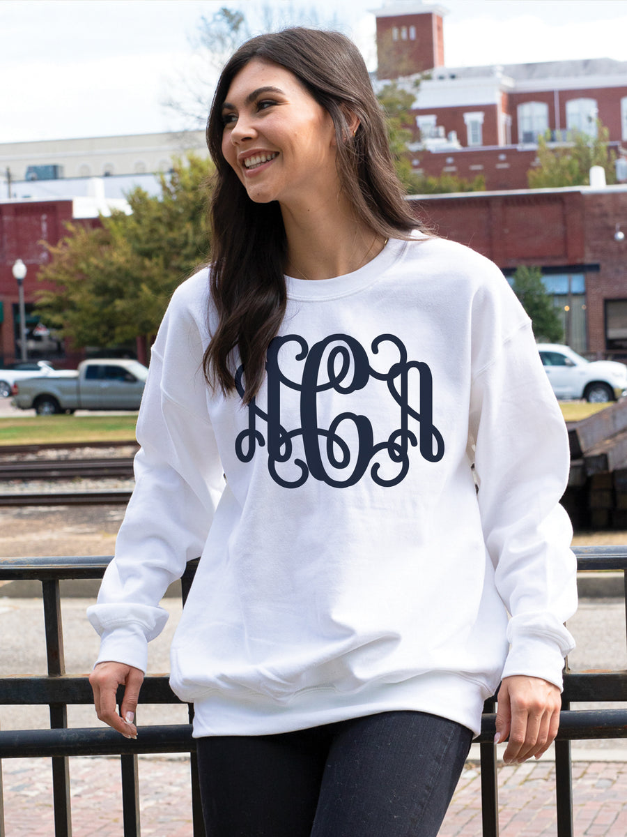 Solid Color Monogram Sweatshirt- Grey – Initial Outfitters