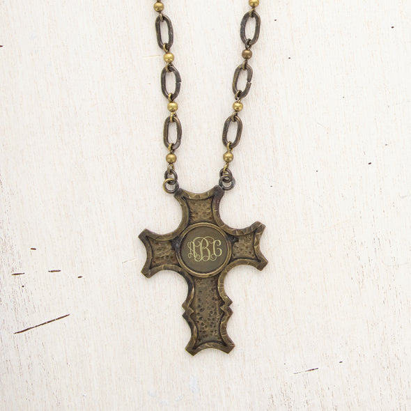 Vintage Gold Cross My Heart Necklace