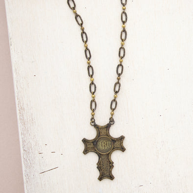 Vintage Gold Cross My Heart Necklace