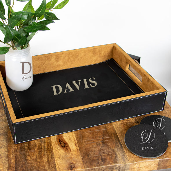 Home Front Leatherette Tray - Black