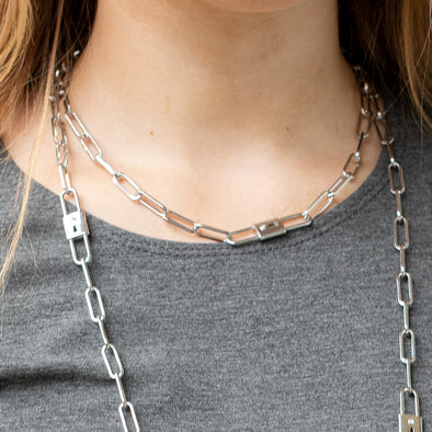 Lock Me Up Short Necklace - Silver