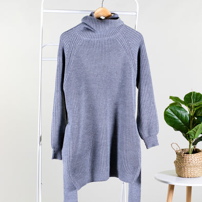 Just The Way Your Are Sweater Dress - Grey