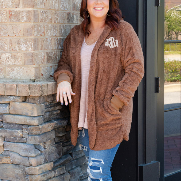 Stay With Me Plush Cardigan - Brown