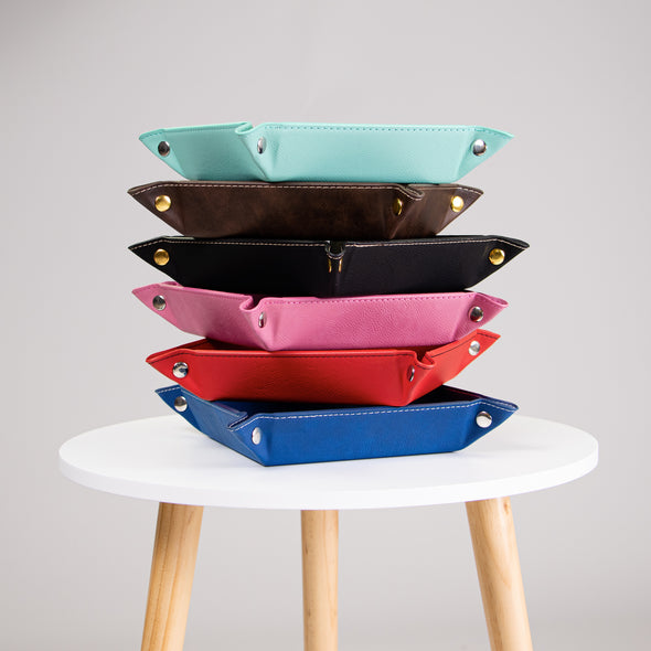 Leatherette Catch-All Tray - Blue