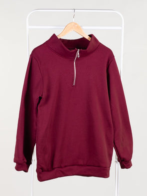 Chill Out Monogrammed Zip Pullover - Maroon
