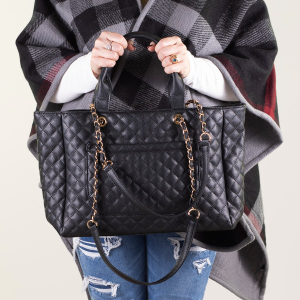 Monogram Luxe Black Quilted Duffle Bag – I Love Jewelry