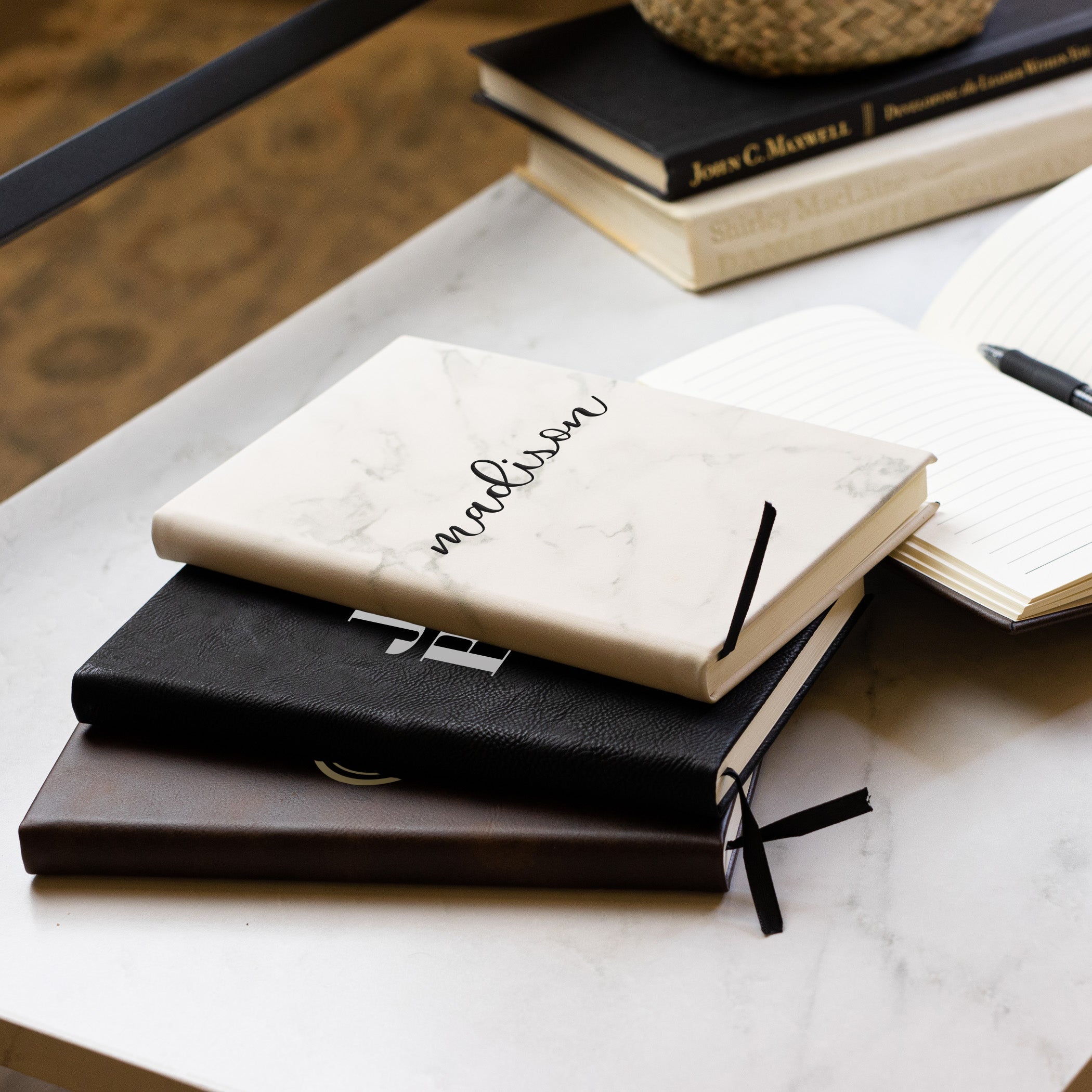 The Rest is Still Unwritten Leatherette Journal - White Marble