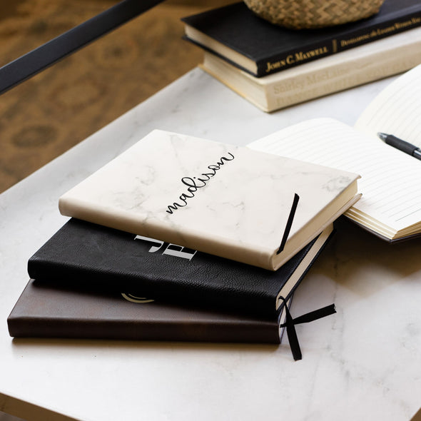 The Rest is Still Unwritten Leatherette Journal - White Marble