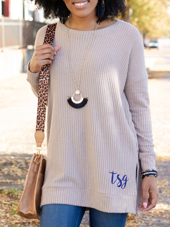 Confident and Carefree Round Neck Sweater - Tan