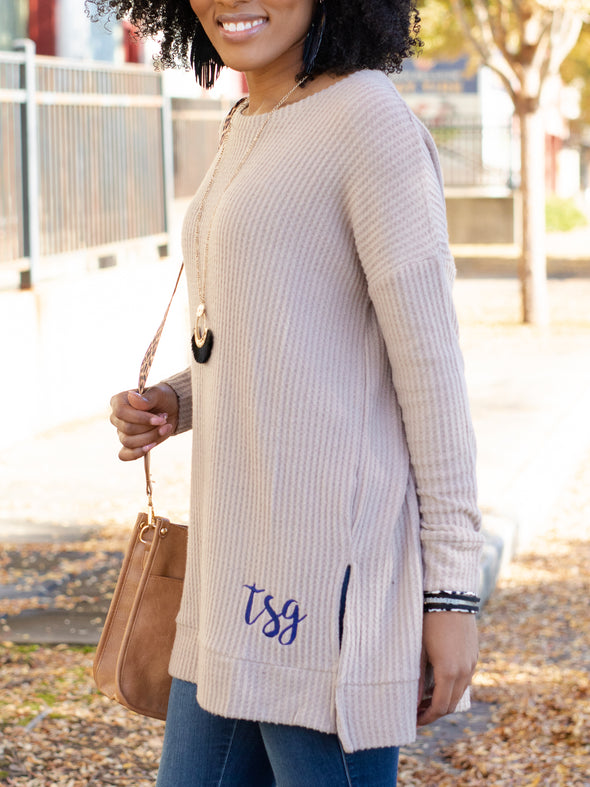 Confident and Carefree Round Neck Sweater - Royal