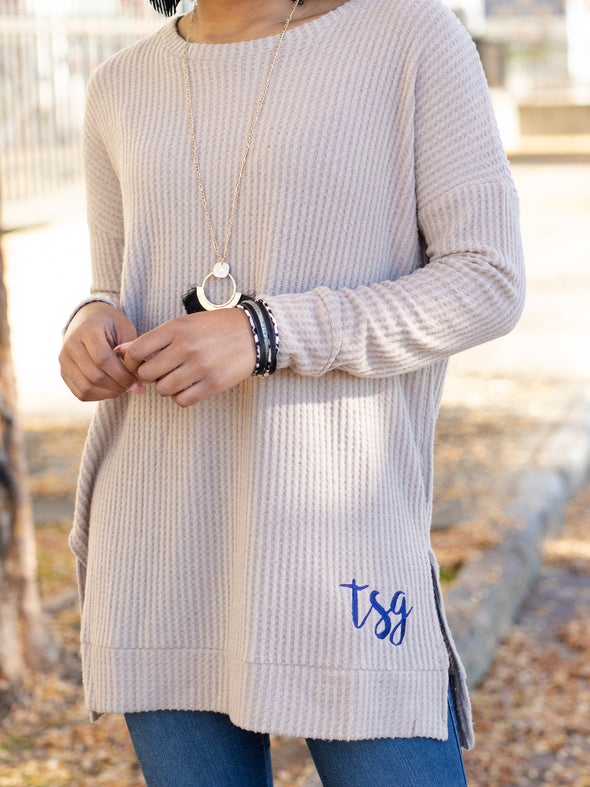 Confident and Carefree Round Neck Sweater - Royal