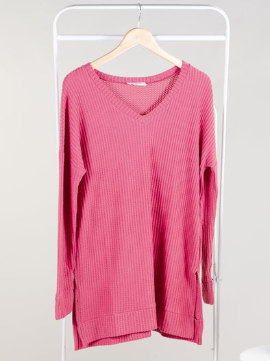 Yes You Need It V-Neck Sweater - Rose