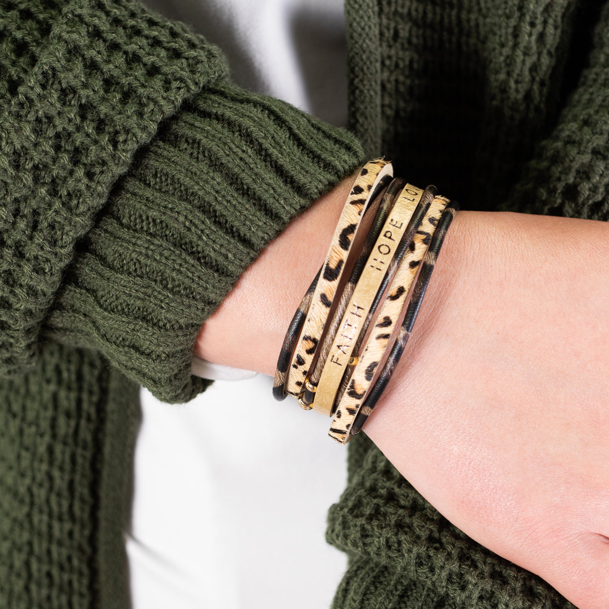 Faith Hope Love Bracelet - Beige