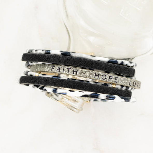 Faith Hope Love Bracelet - Black