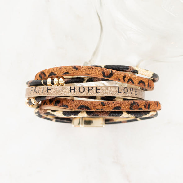 Faith Hope Love Bracelet - Brown