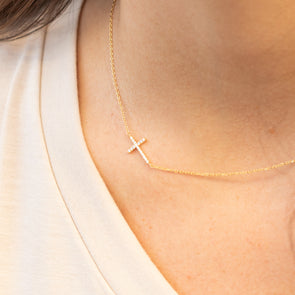 Because He Lives Cross Necklace - Gold