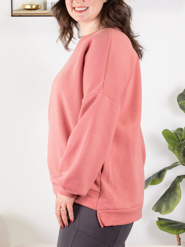 Tangled Up in LOVE Embroidered Sweatshirt - Pink