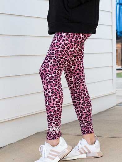 Ready to Ship  Red and Pink Leopard FULL LENGTH Leggings