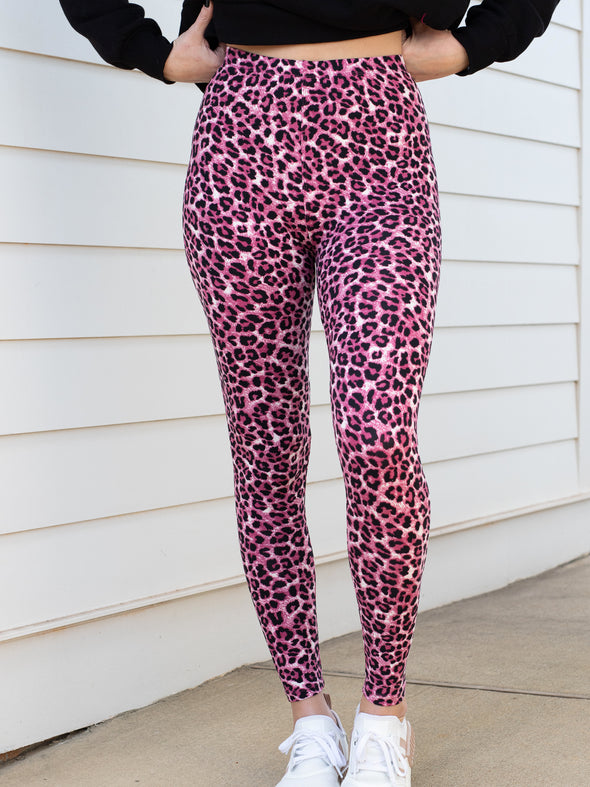 Wild Child Leopard Leggings - Pink