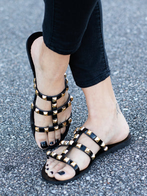 Studded Sandals - Black