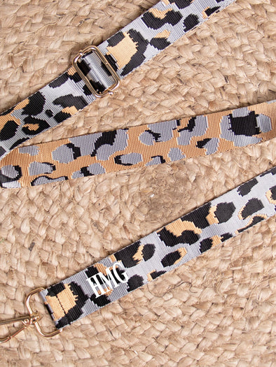 On the Prowl Leopard Guitar Strap - Grey