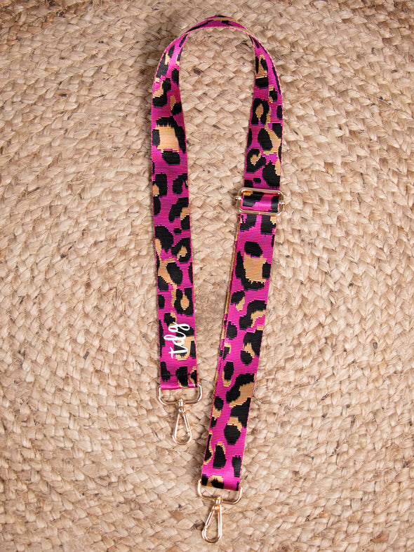 On the Prowl Leopard Guitar Strap - Pink