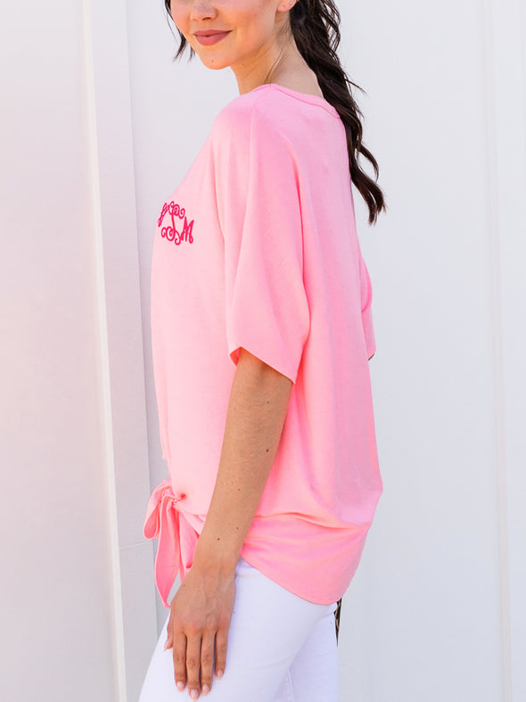 Hold Me Close Tie Front Top - Bright Pink