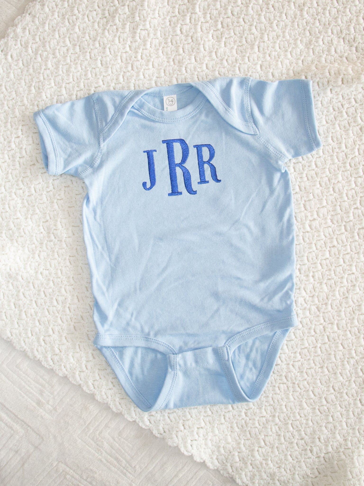 Little Love Monogram Onesie - Light Blue – Initial Outfitters