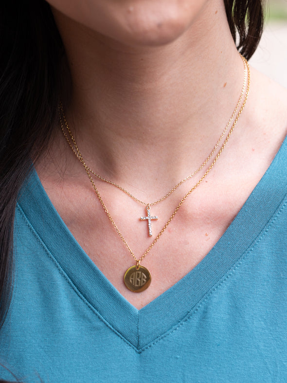I Am Yours Cross Necklace - Gold