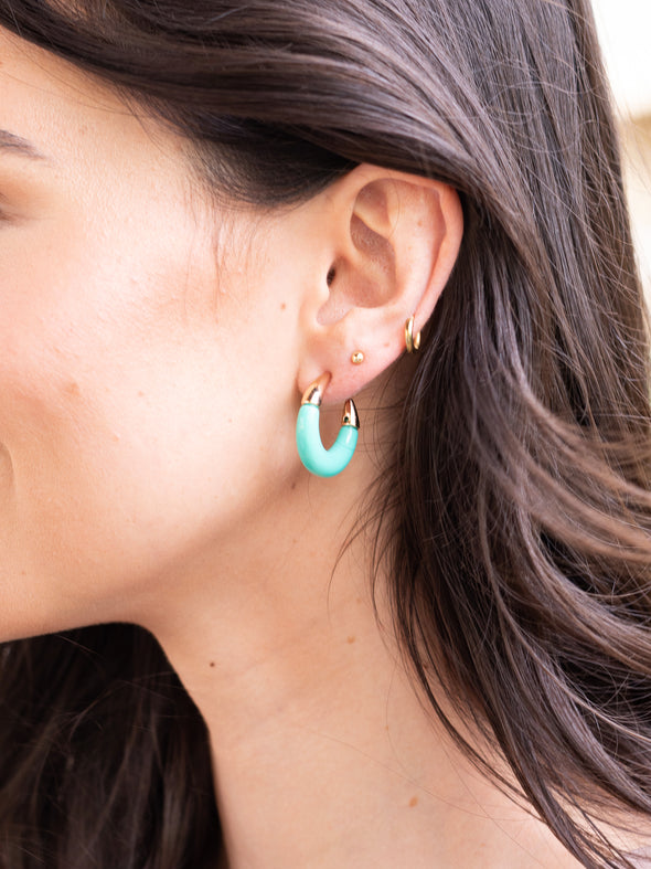 Can't Tell You Why Hoop Earrings - Turquoise