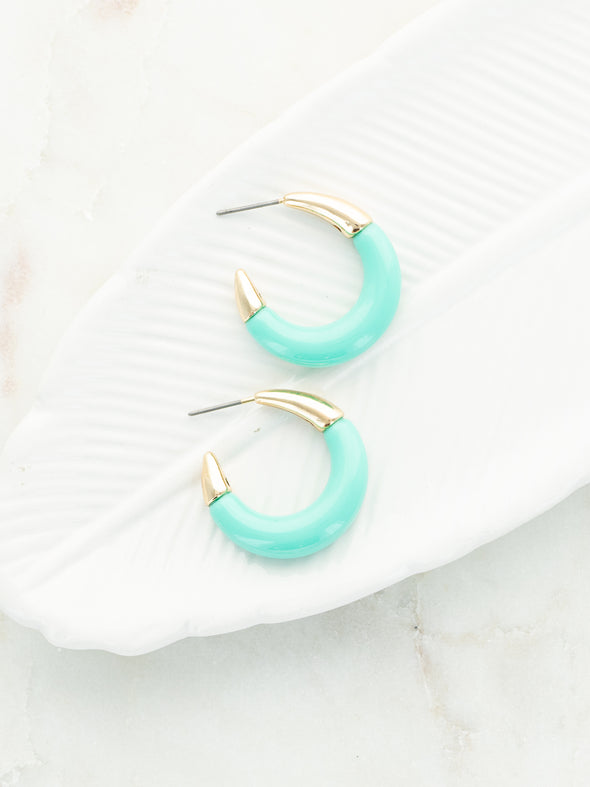 Can't Tell You Why Hoop Earrings - Turquoise