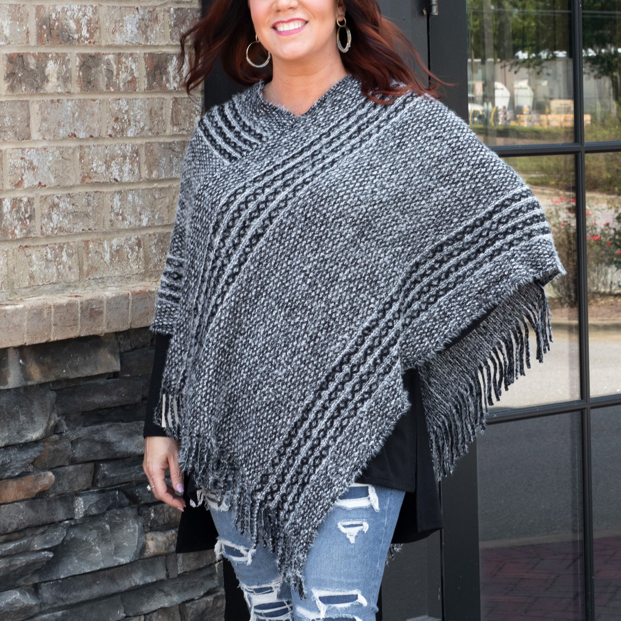 Crisp & Cool Knit Poncho – Initial Outfitters