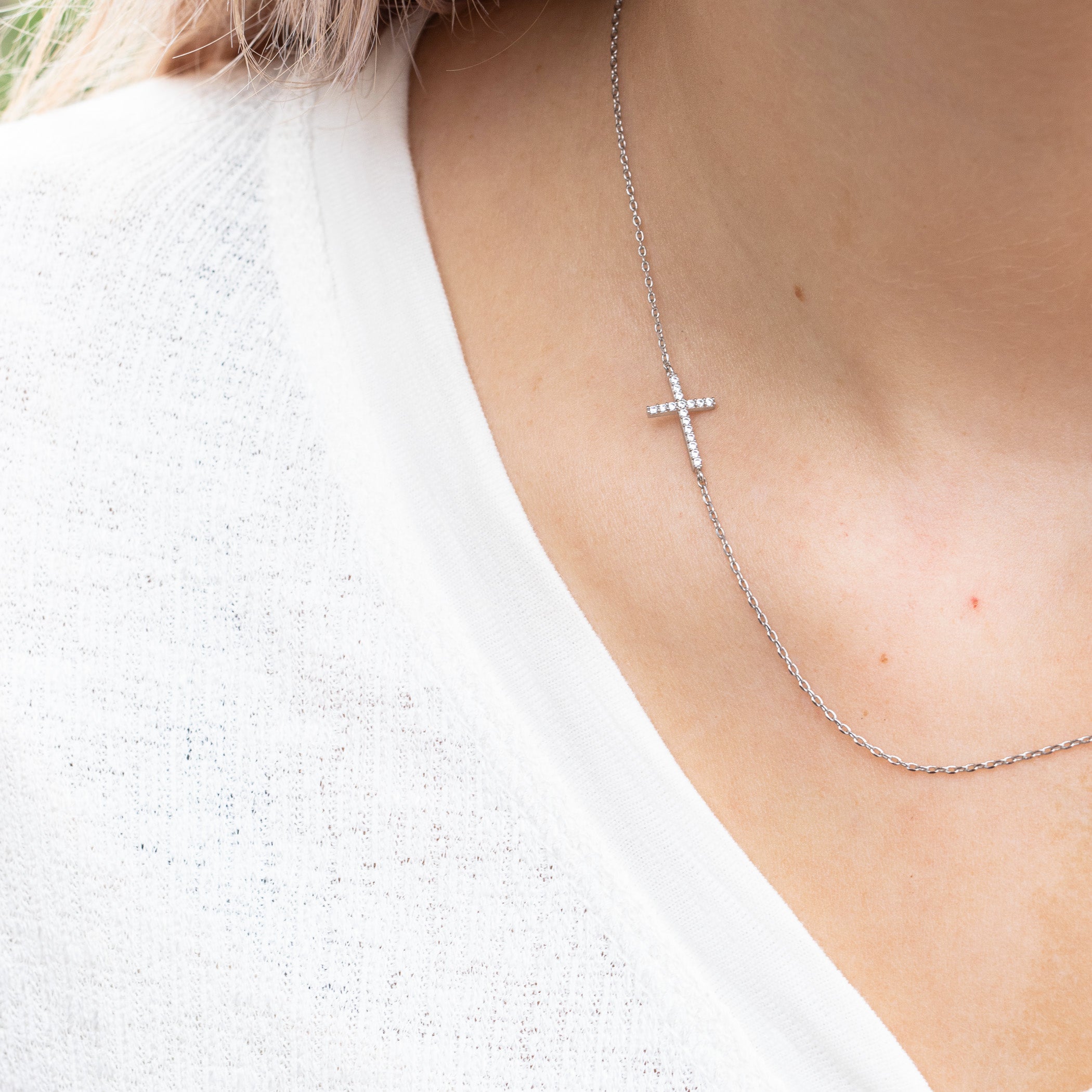 Because He Lives Cross Necklace - Silver – Initial Outfitters