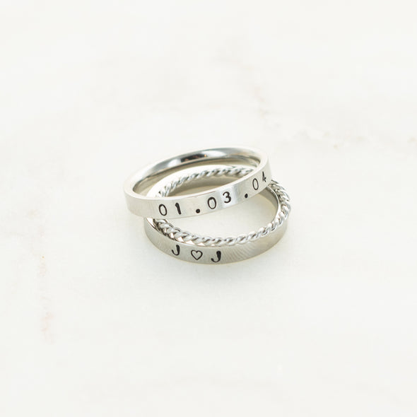 The Ashley Hand Stamped Ring Stack