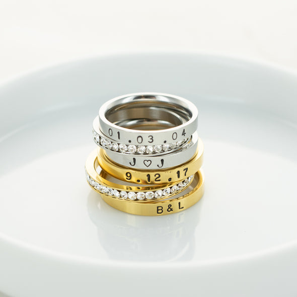 The Courtney Hand Stamped Ring Stack