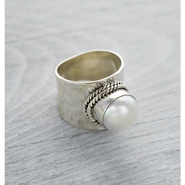 Sterling Pearl Rope Ring